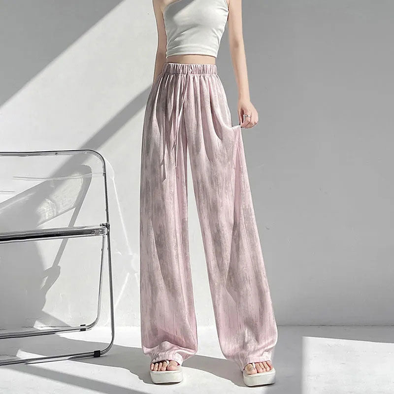Batikfarbene Eis-Seidenhose mit weitem Bein🍃