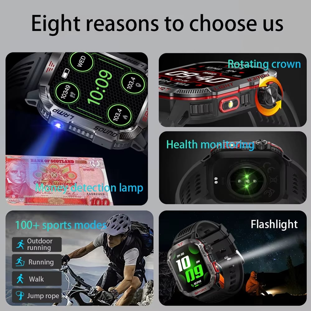 🔥 Letzter Tag 70 % RABATT – Militärische Outdoor-Sport-Smartwatch für Herren für Android und iOS