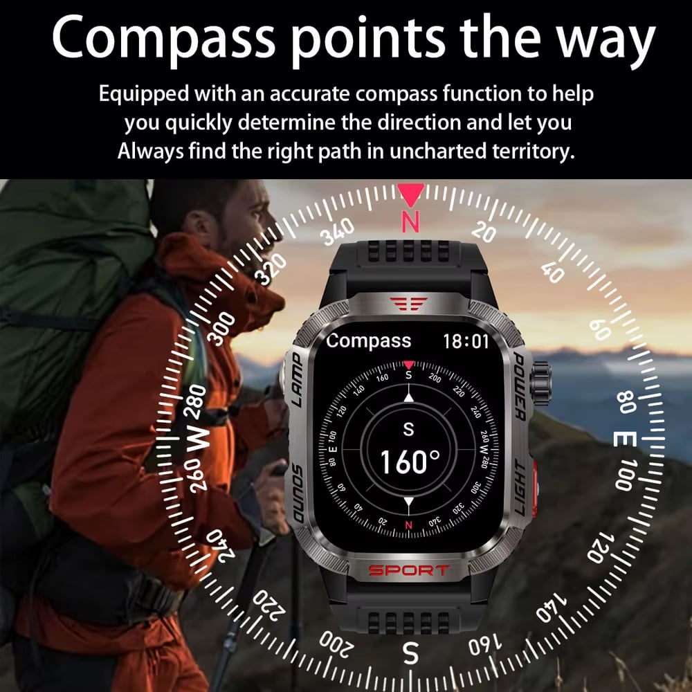 🔥 Letzter Tag 70 % RABATT – Militärische Outdoor-Sport-Smartwatch für Herren für Android und iOS