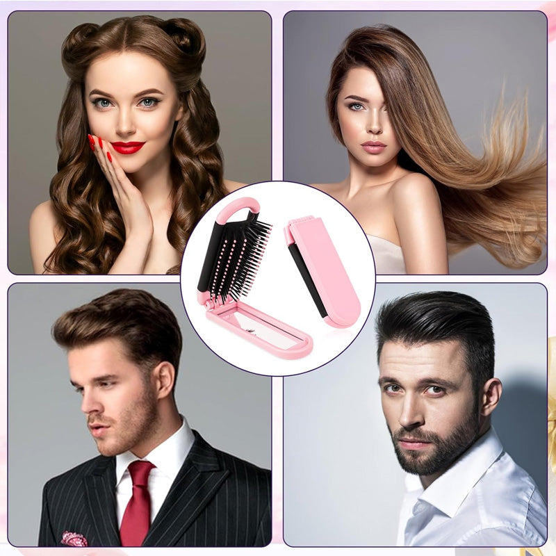 ✨ Faltbare Luftkissen-Massagebürste mit Spiegel – Kompakt & praktisch – jederzeit perfekt gestylt! 💖