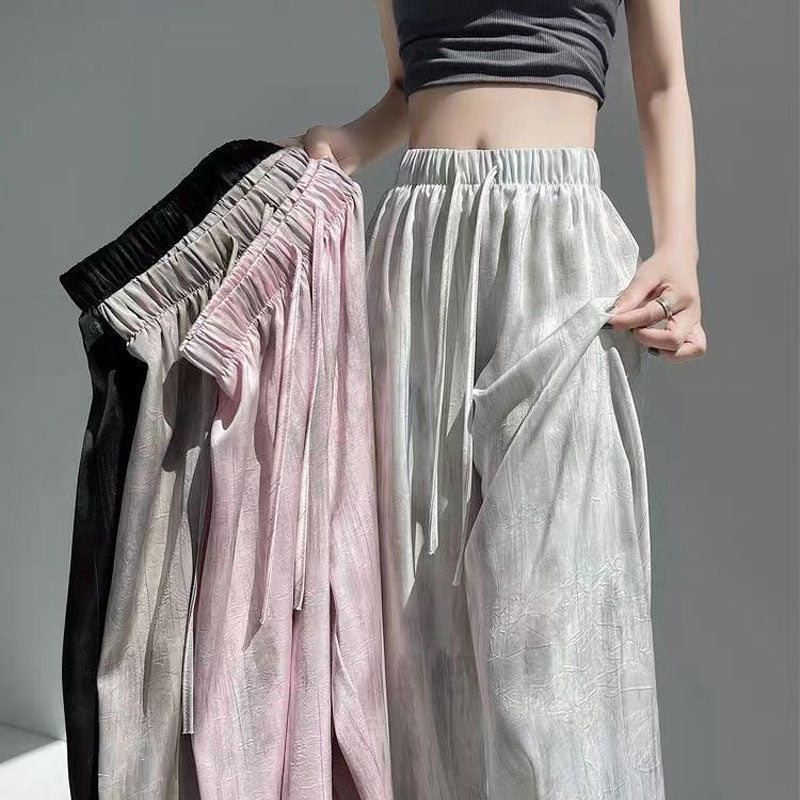 Batikfarbene Eis-Seidenhose mit weitem Bein🍃