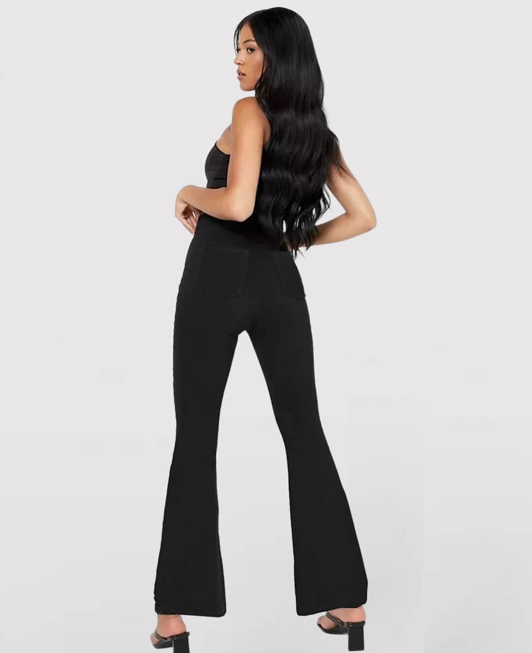 LAST DAY SALE 49% OFFđ„Hohe Taille mit gekreuzten Taschen Stretchig gestrickte lĂ€ssige Schlagjeans