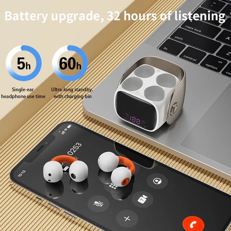 🥰 Bluetooth Ear Clip-On Headset mit Ai Translator mit Digitalanzeige 🎧 🎧