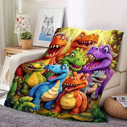 🎄 Weihnachten 🎁 Niedlicher lächelnder Dinosaurier HD digital bedruckte Flanelldecke