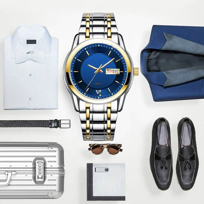 Ultradünne wasserdichte Quarzuhr mit doppelter Datumsanzeige