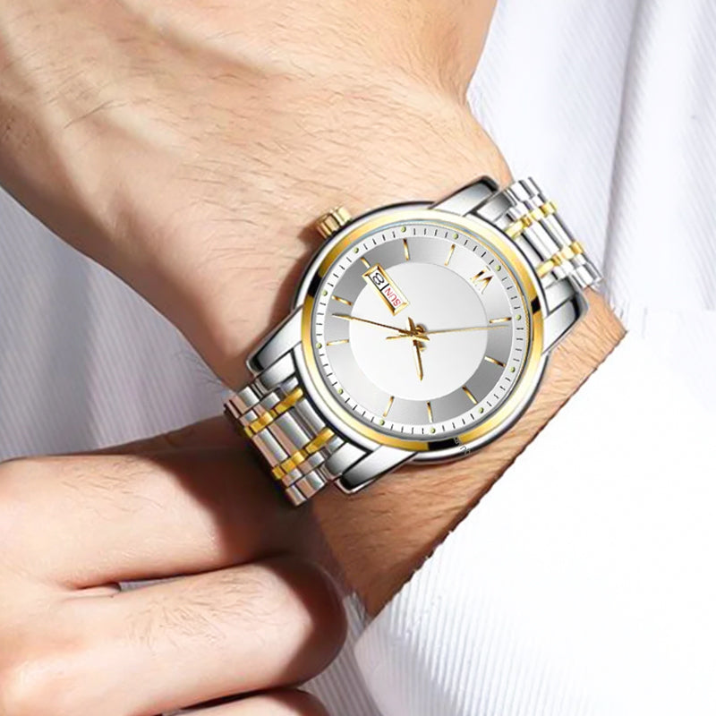 Ultradünne wasserdichte Quarzuhr mit doppelter Datumsanzeige