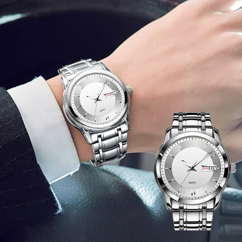 Ultradünne wasserdichte Quarzuhr mit doppelter Datumsanzeige