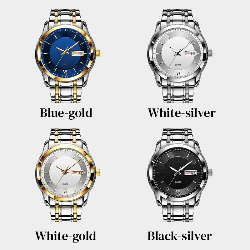 Ultradünne wasserdichte Quarzuhr mit doppelter Datumsanzeige