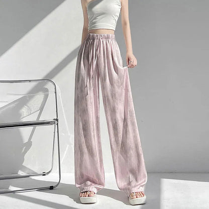 Batikfarbene Eis-Seidenhose mit weitem Bein🍃