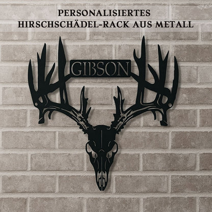 Personalisiertes Hirschschädel-Rack aus Metall