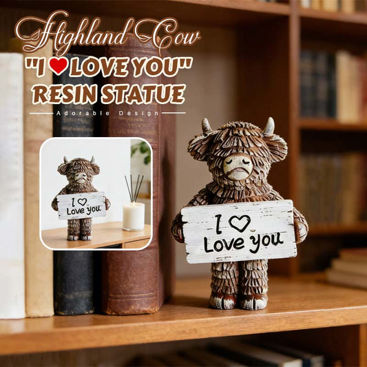 Highland Cow «I ❤️ Love You» resin statue