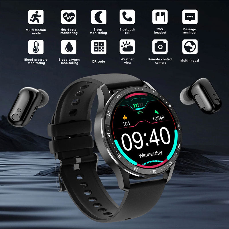⌚️ 2-in-1 Bluetooth Smartwatch mit Ohrhörern - ntelligent · Gesund · Musik überall 🎵