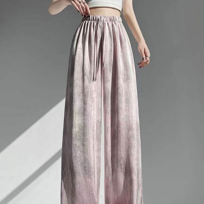 Batikfarbene Eis-Seidenhose mit weitem Bein🍃