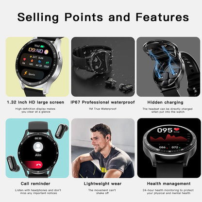 ⌚️ 2-in-1 Bluetooth Smartwatch mit Ohrhörern - ntelligent · Gesund · Musik überall 🎵