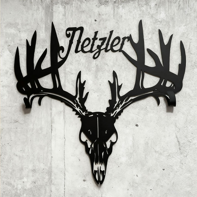 Personalisiertes Hirschschädel-Rack aus Metall
