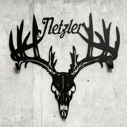 Personalisiertes Hirschschädel-Rack aus Metall