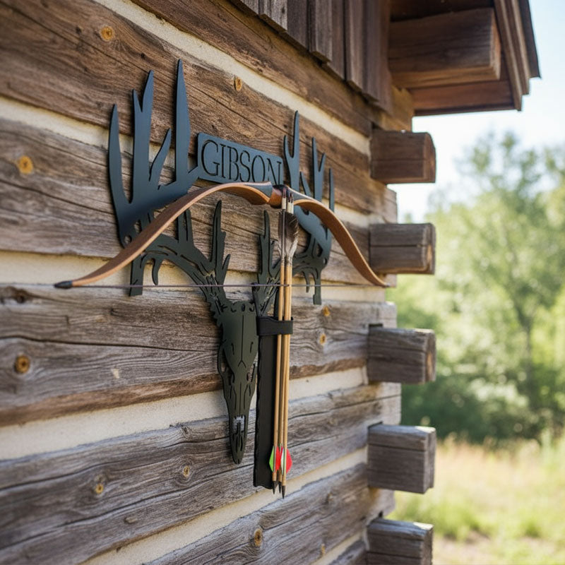 Personalisiertes Hirschschädel-Rack aus Metall