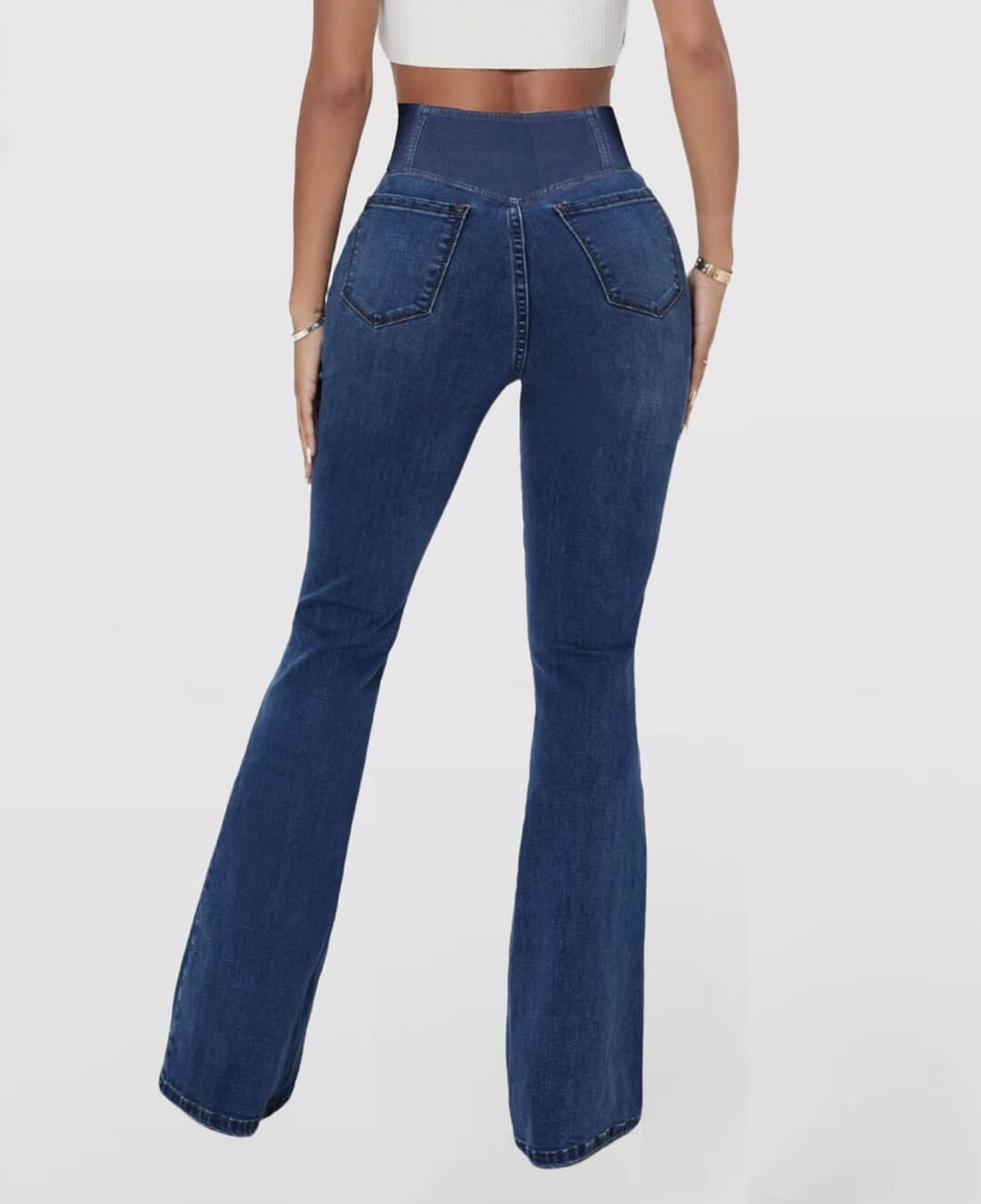 LAST DAY SALE 49% OFF🔥Hohe Taille mit gekreuzten Taschen Stretchig gestrickte lässige Schlagjeans