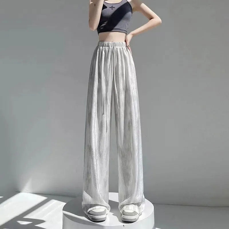 Batikfarbene Eis-Seidenhose mit weitem Bein🍃