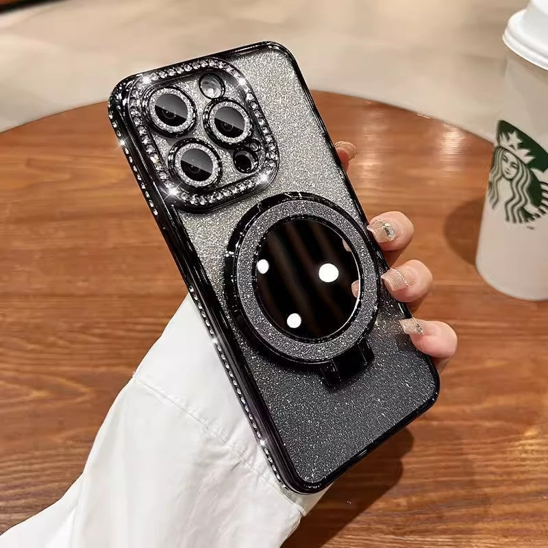 📲✨Gradient Glitter Halter Make-up-Spiegel Schutzhülle