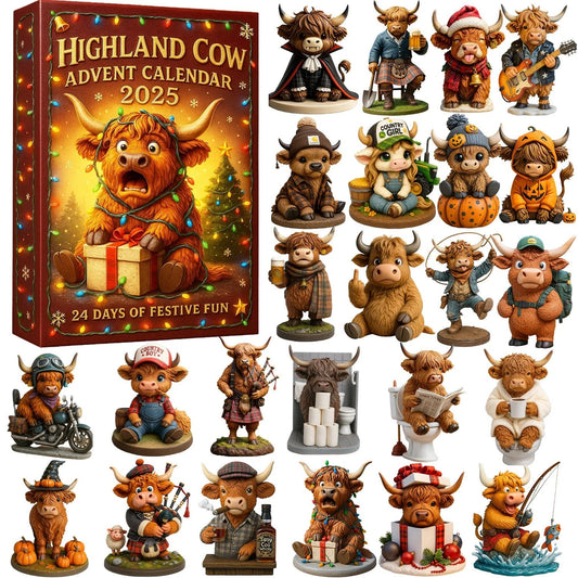 🐮Highland Cow Adventskalender 2025🎄✨ - 3D Handmade Highland Cow Doll(24Pcs)