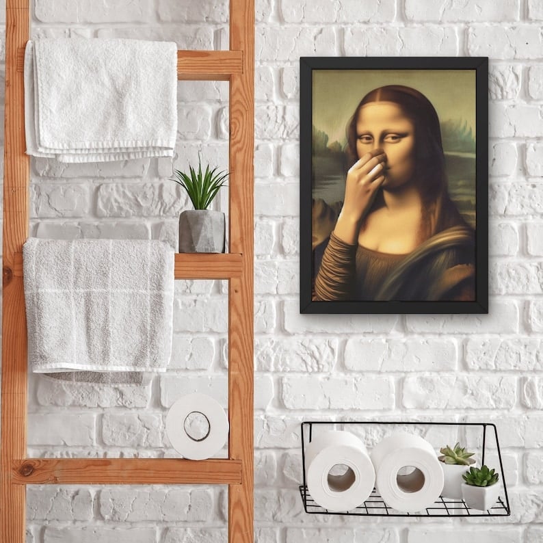 Imitation Mona Lisa Kunstdekoration, lustige Vintage-Toilette Humor Raumdekoratio