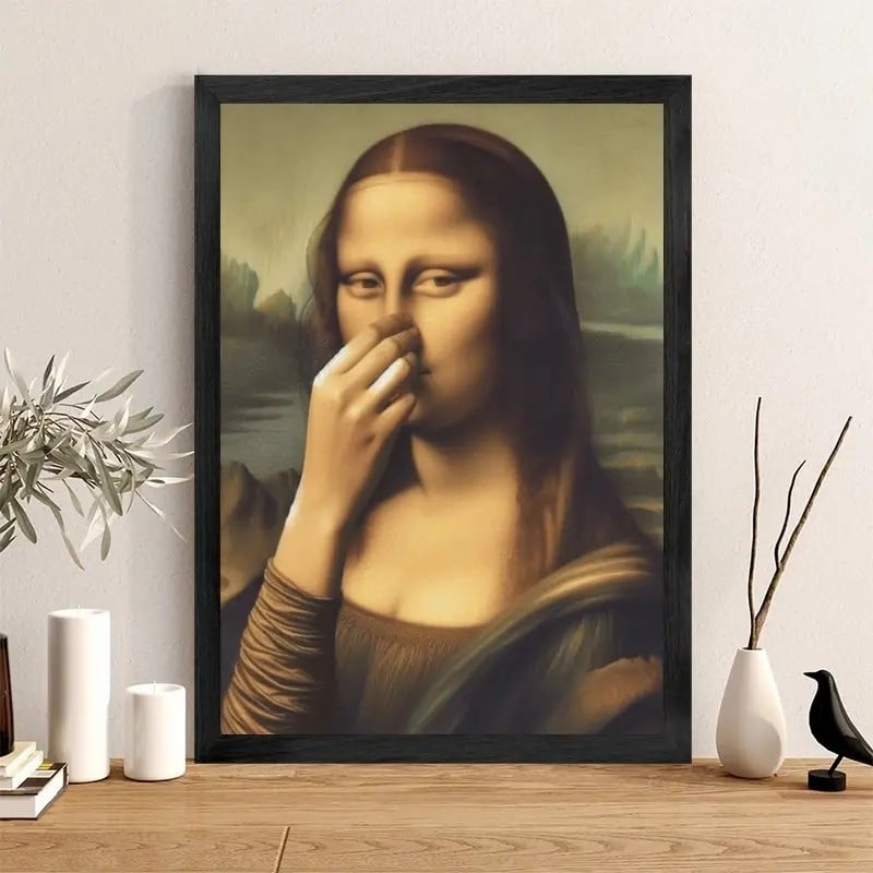 Imitation Mona Lisa Kunstdekoration, lustige Vintage-Toilette Humor Raumdekoratio